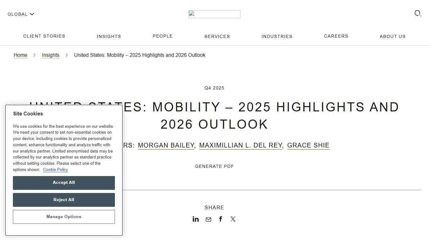 United States: Mobility – 2025 Highlights and 2026 Outlook Insights Mayer Brown